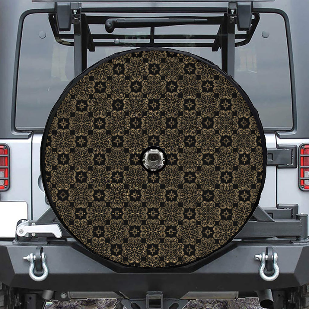 Gold Clover St. Patrick's Day Print Tire Cover With Camera Hole