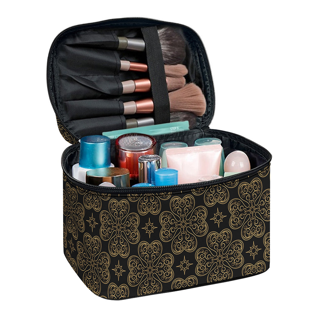Gold Clover St. Patrick's Day Print Travel Makeup Bag