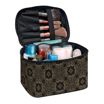 Gold Clover St. Patrick's Day Print Travel Makeup Bag