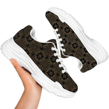 Gold Clover St. Patrick's Day Print White Chunky Shoes