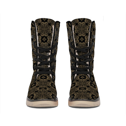 Gold Clover St. Patrick's Day Print Winter Boots
