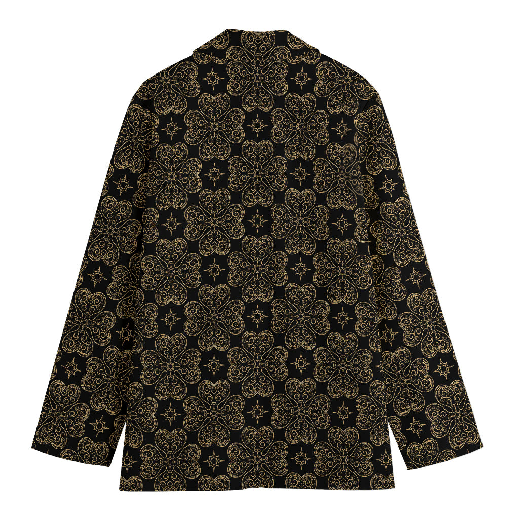Gold Clover St. Patrick's Day Print Women's Cotton Blazer