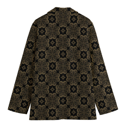 Gold Clover St. Patrick's Day Print Women's Cotton Blazer