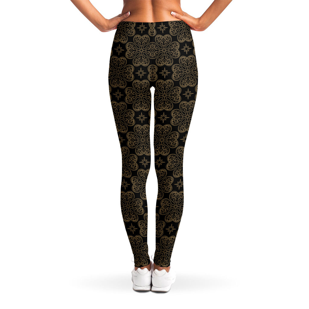Gold Clover St. Patrick's Day Print Women's Leggings