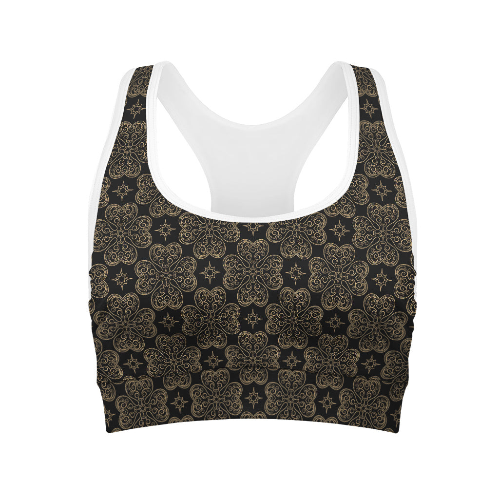 Gold Clover St. Patrick's Day Print Women's Sports Bra