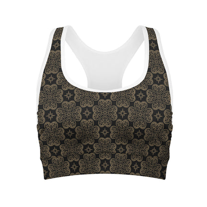 Gold Clover St. Patrick's Day Print Women's Sports Bra