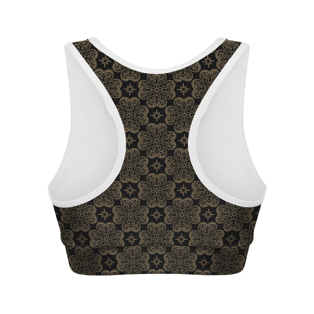 Gold Clover St. Patrick's Day Print Women's Sports Bra