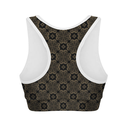 Gold Clover St. Patrick's Day Print Women's Sports Bra