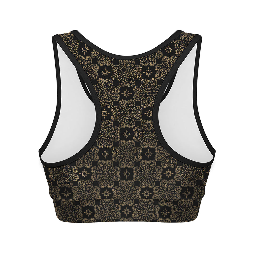 Gold Clover St. Patrick's Day Print Women's Sports Bra