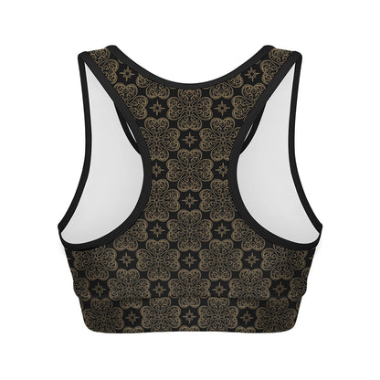 Gold Clover St. Patrick's Day Print Women's Sports Bra