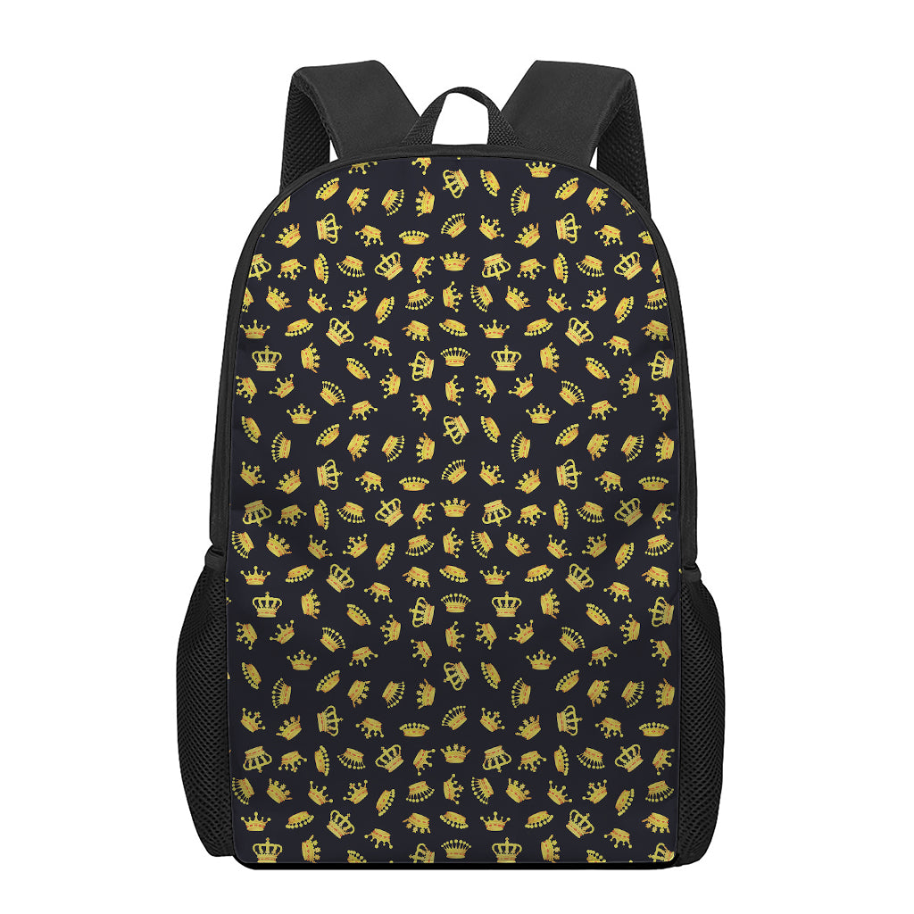 Gold Crown Pattern Print 17 Inch Backpack
