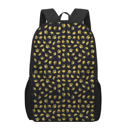 Gold Crown Pattern Print 17 Inch Backpack