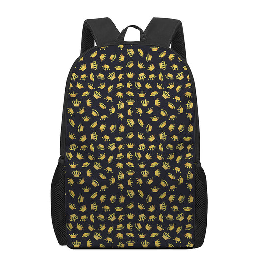 Gold Crown Pattern Print 17 Inch Backpack