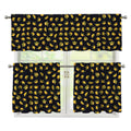 Gold Crown Pattern Print 3 Piece Kitchen Curtains