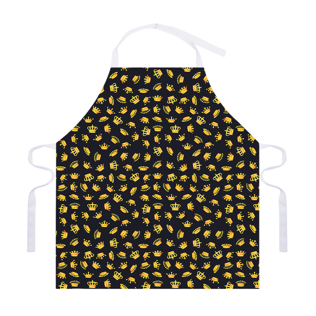 Gold Crown Pattern Print Adjustable Apron