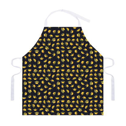 Gold Crown Pattern Print Adjustable Apron