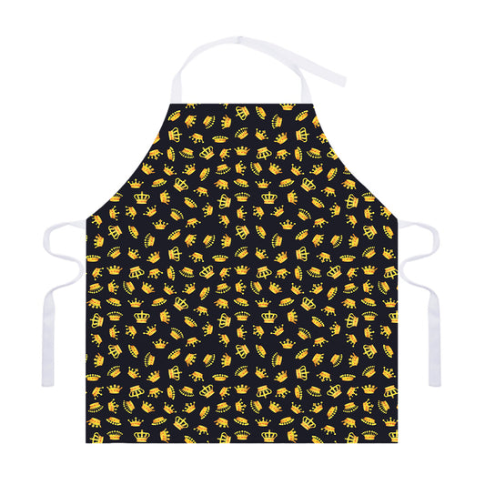 Gold Crown Pattern Print Adjustable Apron