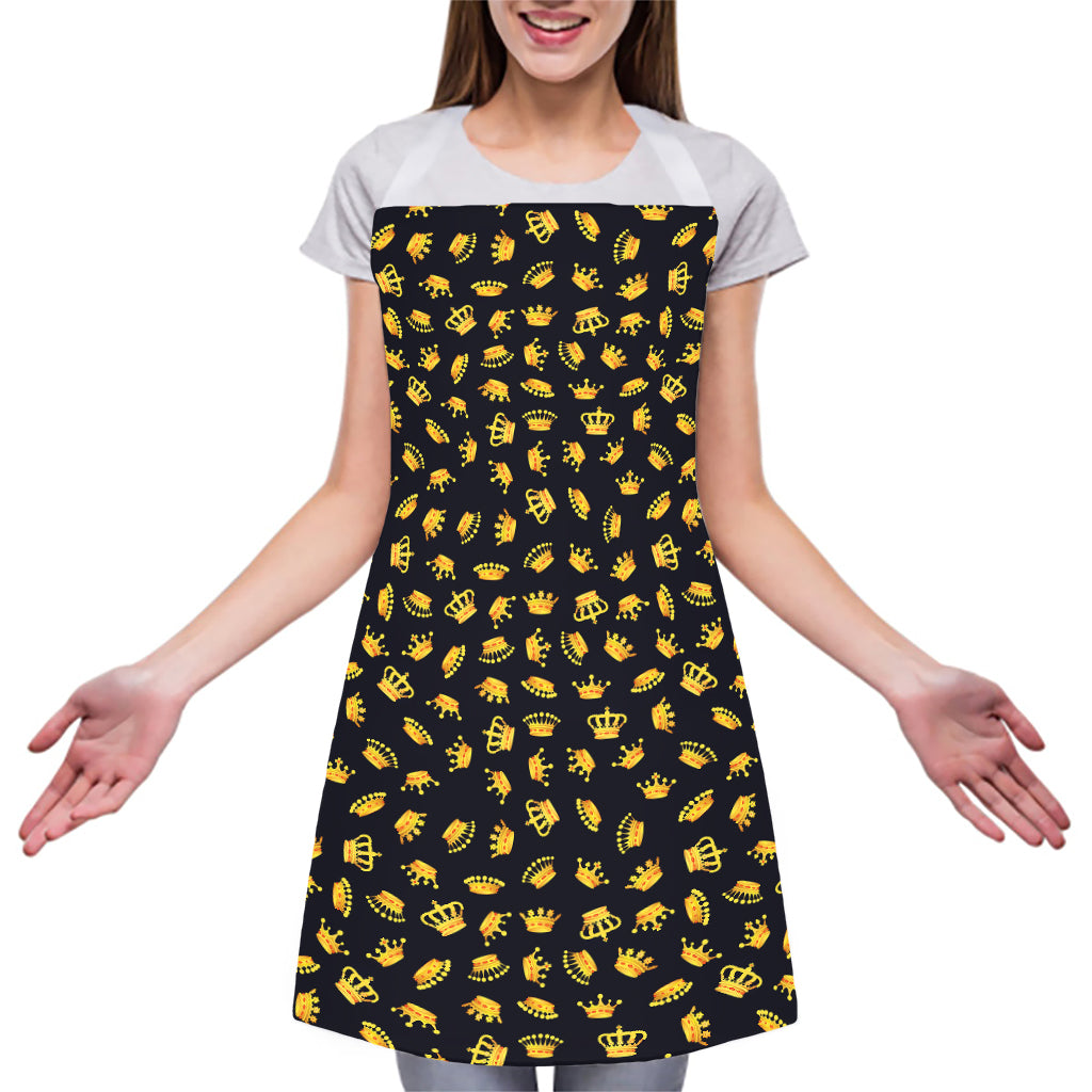 Gold Crown Pattern Print Adjustable Apron