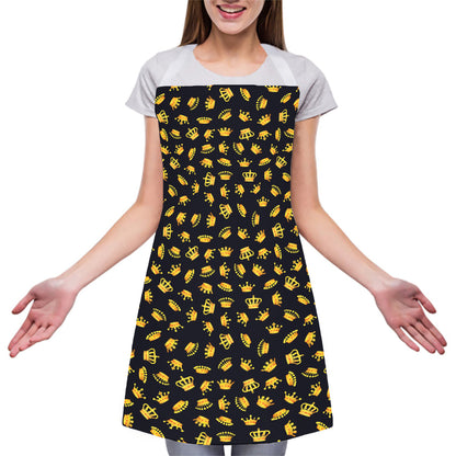 Gold Crown Pattern Print Adjustable Apron