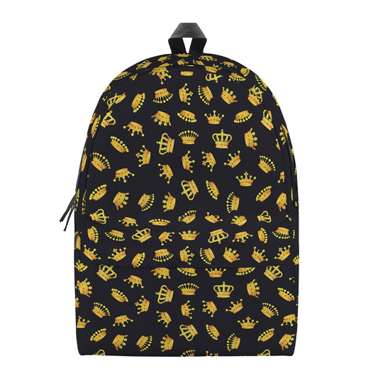 Gold Crown Pattern Print Backpack