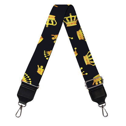 Gold Crown Pattern Print Bag Strap