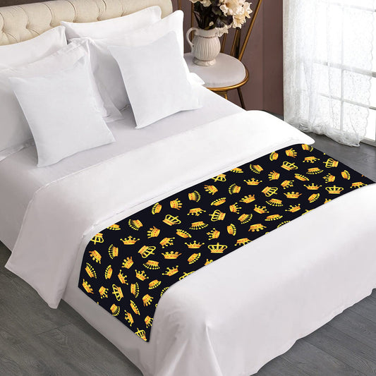 Gold Crown Pattern Print Bed Runner