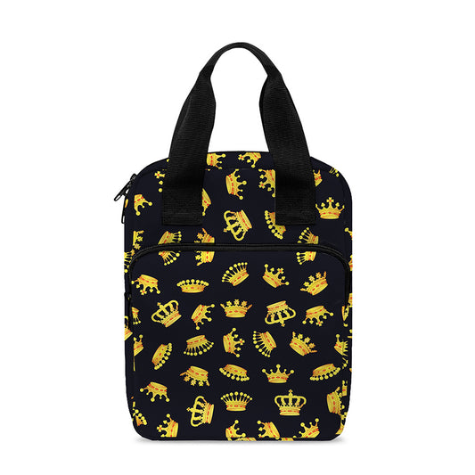 Gold Crown Pattern Print Bible Tote Bag