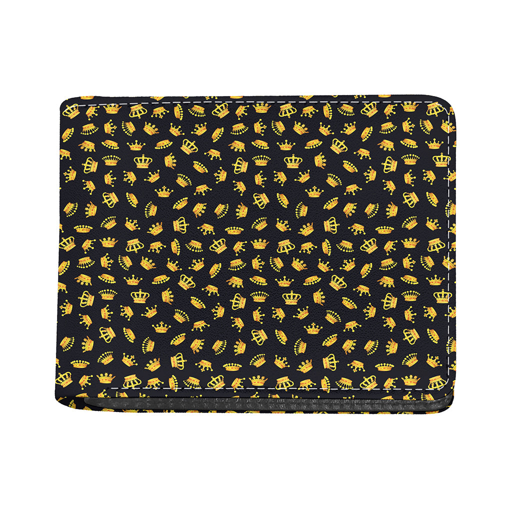 Gold Crown Pattern Print Bifold Wallet