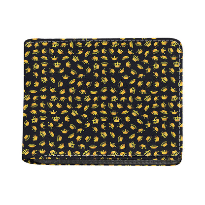 Gold Crown Pattern Print Bifold Wallet