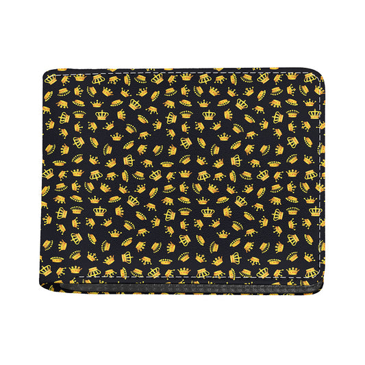 Gold Crown Pattern Print Bifold Wallet