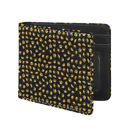 Gold Crown Pattern Print Bifold Wallet