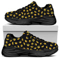 Gold Crown Pattern Print Black Chunky Shoes