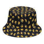 Gold Crown Pattern Print Bucket Hat