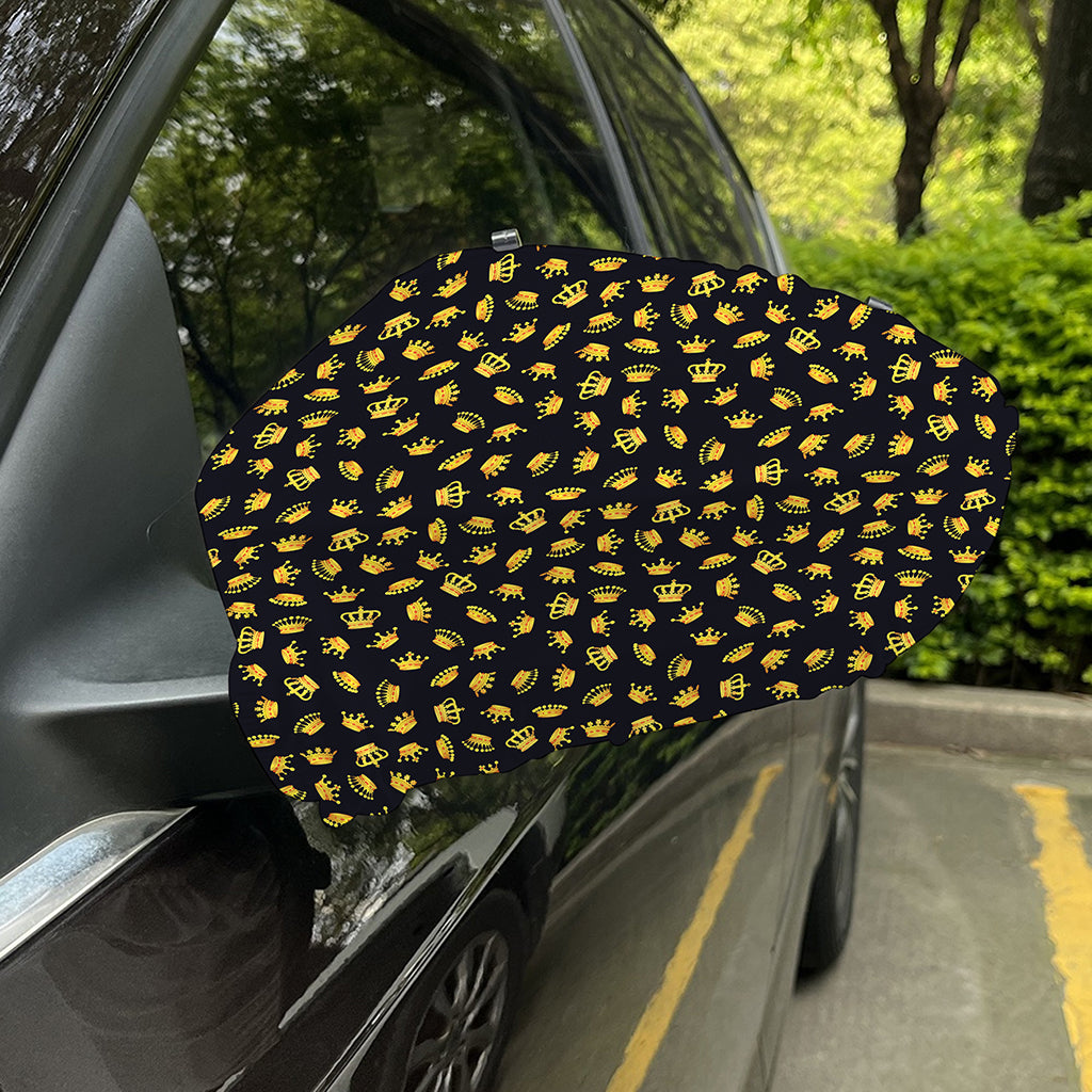Gold Crown Pattern Print Car Side Mirror Covers