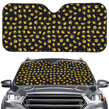 Gold Crown Pattern Print Car Windshield Sun Shade