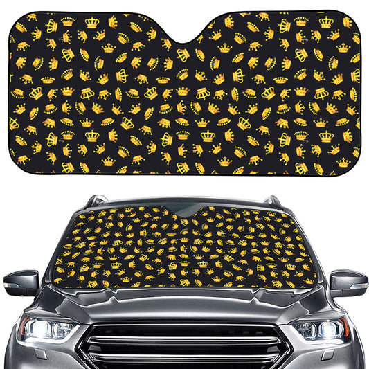 Gold Crown Pattern Print Car Windshield Sun Shade