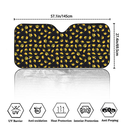 Gold Crown Pattern Print Car Windshield Sun Shade
