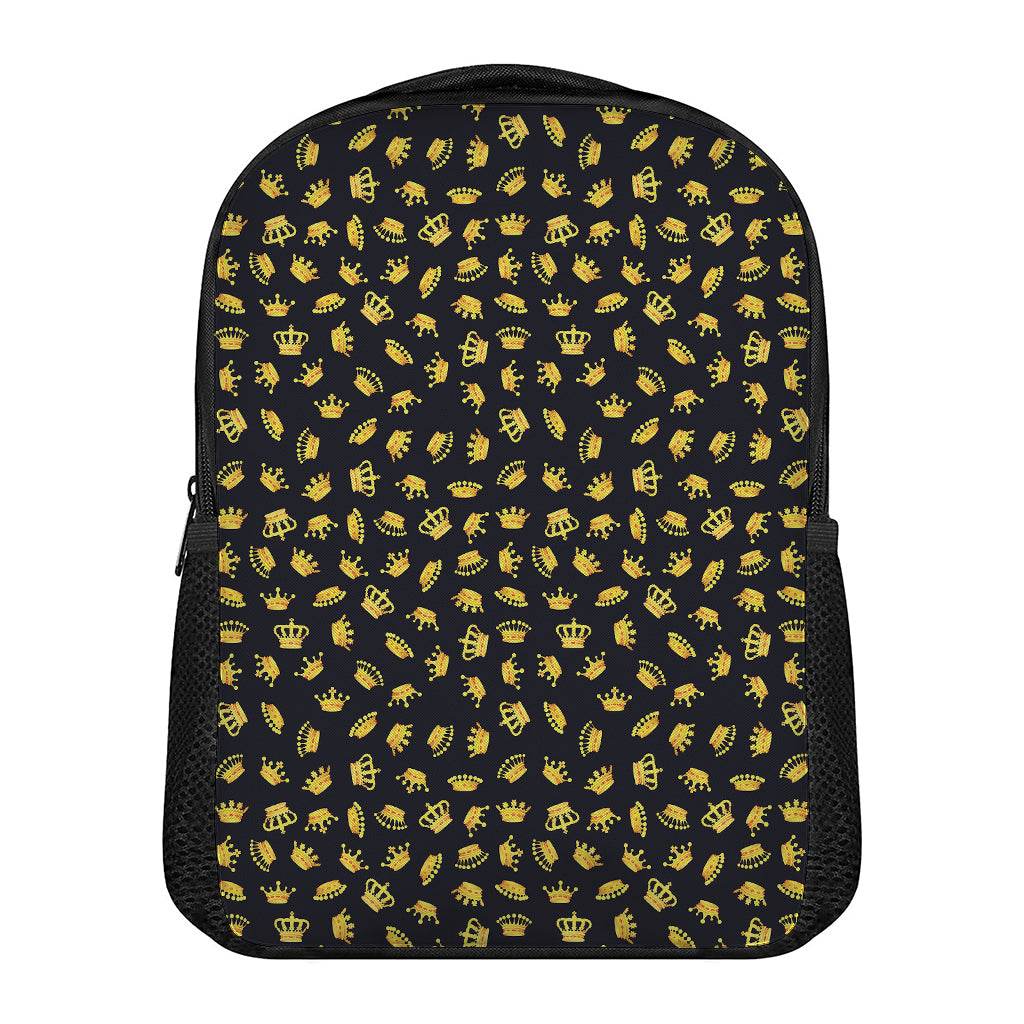 Gold Crown Pattern Print Casual Backpack
