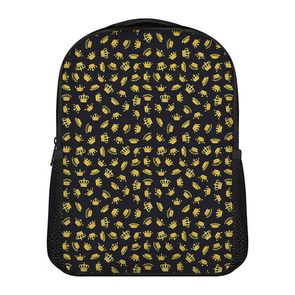 Gold Crown Pattern Print Casual Backpack