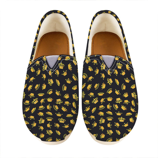 Gold Crown Pattern Print Casual Shoes