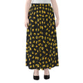 Gold Crown Pattern Print Chiffon Maxi Skirt