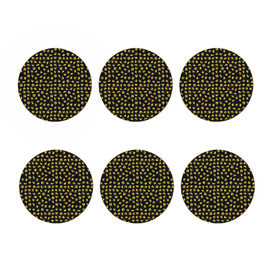 Gold Crown Pattern Print Coaster Set
