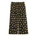 Gold Crown Pattern Print Cotton Front Slit Maxi Skirt