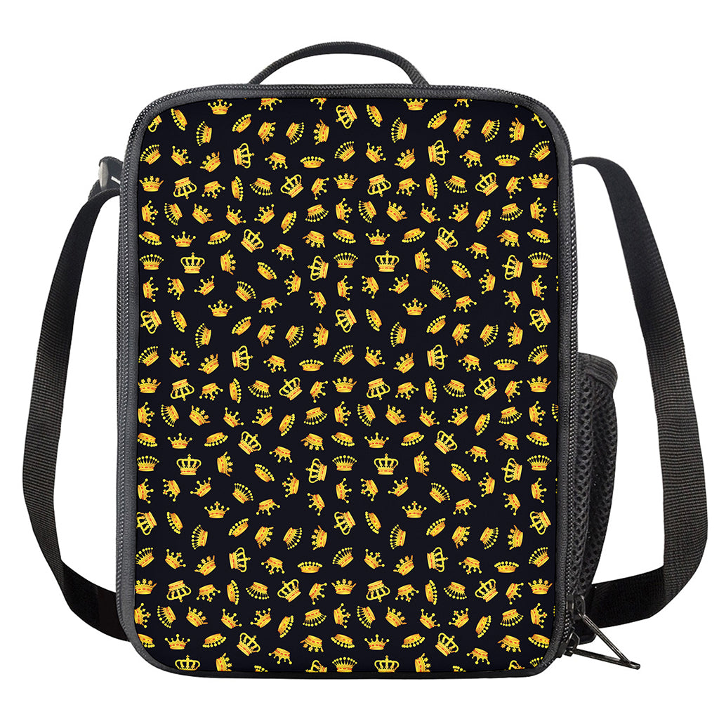 Gold Crown Pattern Print Crossbody Lunch Bag