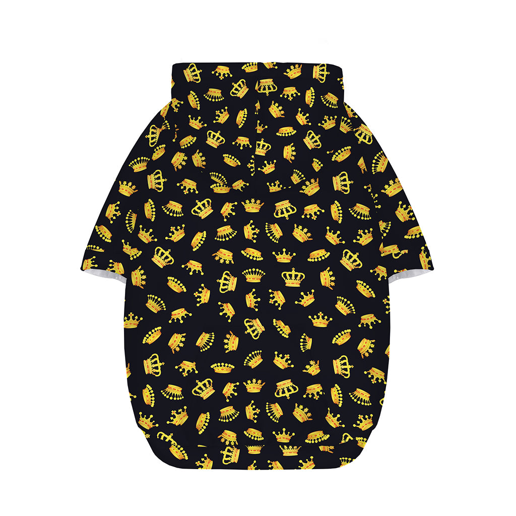 Gold Crown Pattern Print Dog Zip Up Hoodie
