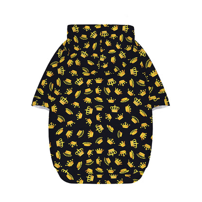 Gold Crown Pattern Print Dog Zip Up Hoodie