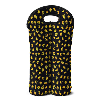 Gold Crown Pattern Print Double Neoprene Wine Tote