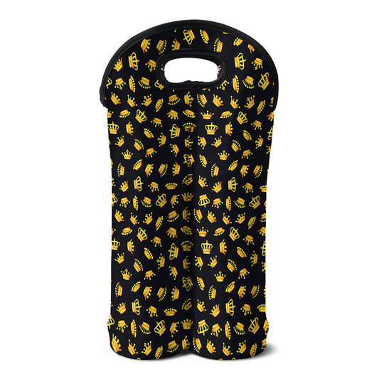 Gold Crown Pattern Print Double Neoprene Wine Tote