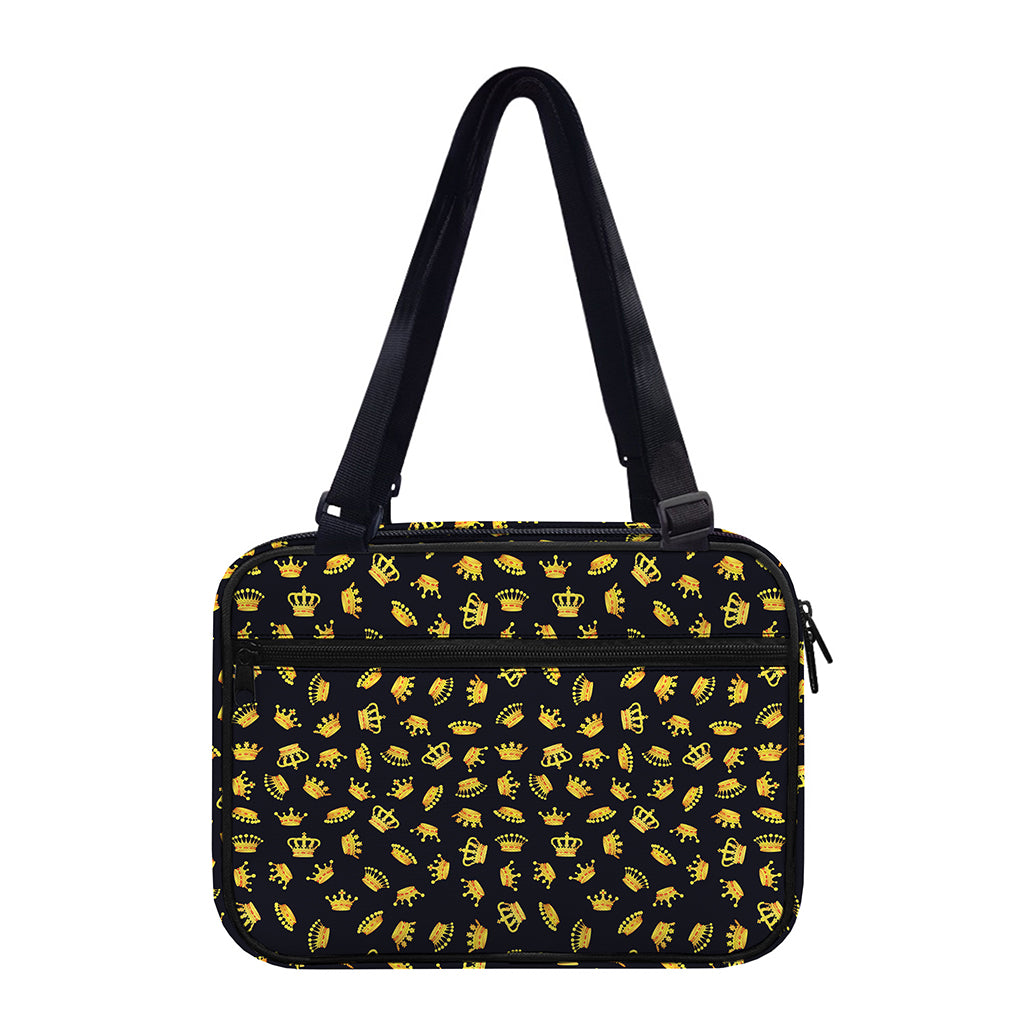 Gold Crown Pattern Print Double Strap Bible Bag