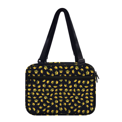 Gold Crown Pattern Print Double Strap Bible Bag